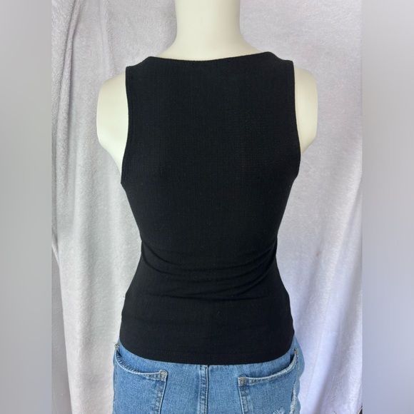 Black Tank Top Sleeveless Basic Ribbed Casual Everyday Top Size S - Picture 2 of 2